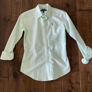 Ralph Lauren Slim Fit Green Striped Button-up